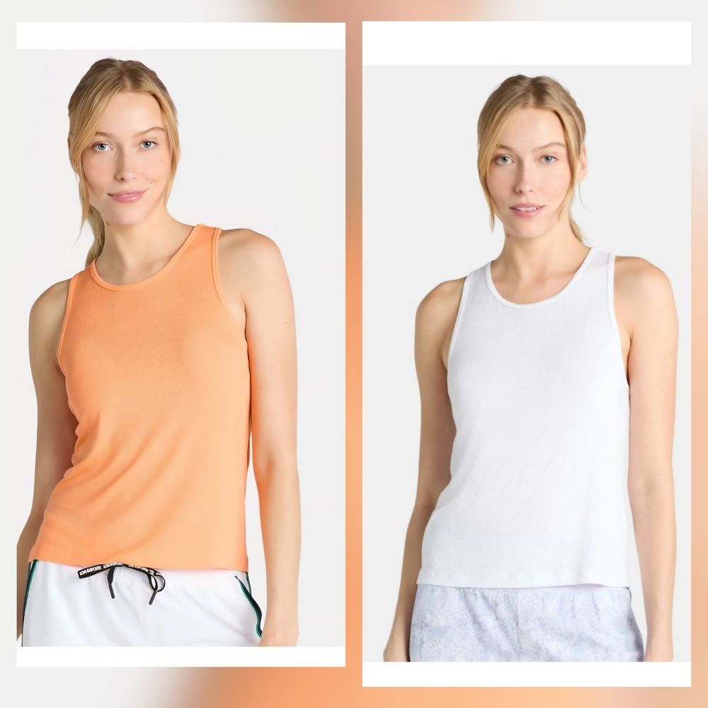 Avia Women's Ribbed Shirred Back Tank Top, Size Large(12-14)
